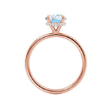 PARIS - Chatham® Round Aqua Spinel & Diamond 18k Rose Gold Petite Hidden Halo