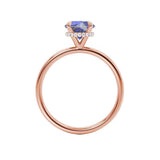 PARIS - Chatham® Round Blue Sapphire & Diamond 18k Rose Gold Petite Hidden Halo