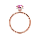 PARIS - Chatham® Round Pink Sapphire & Diamond 18k Rose Gold Petite Hidden Halo