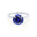 PARIS - Round Blue Sapphire & Diamond 950 Platinum Petite Hidden Halo