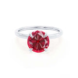 PARIS - Chatham® Round Ruby & Diamond 18k White Gold Petite Hidden Halo