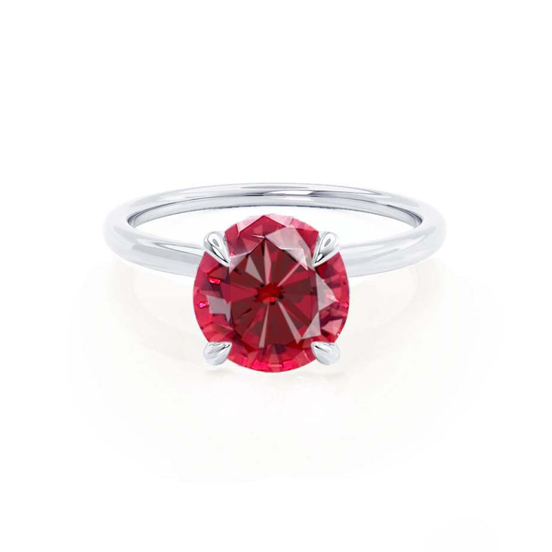 PARIS - Chatham® Round Ruby & Diamond 18k White Gold Petite Hidden Halo