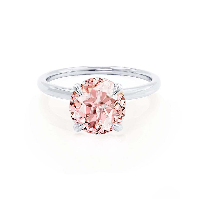 PARIS - Chatham® Round Champagne Sapphire & Diamond 18k White Gold Petite Hidden Halo
