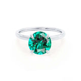 PARIS - Chatham® Round Emerald & Diamond 18k White Gold Petite Hidden Halo