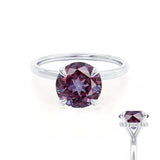 PARIS - Chatham® Round Alexandrite & Diamond 18k White Gold Petite Hidden Halo