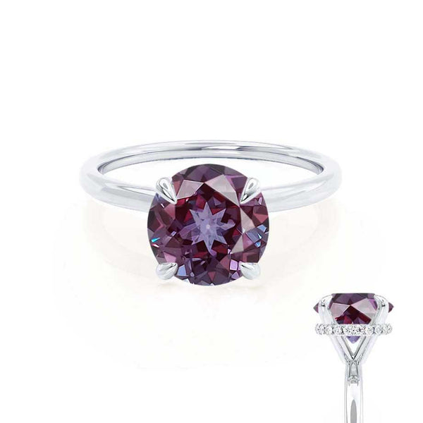 PARIS - Chatham® Round Alexandrite & Diamond 950 Platinum Petite Hidden Halo
