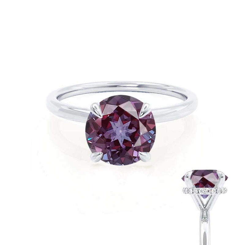 PARIS - Chatham® Round Alexandrite & Diamond 18k White Gold Petite Hidden Halo