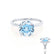 PARIS - Round Aqua Spinel & Diamond 18k White Gold Petite Hidden Halo