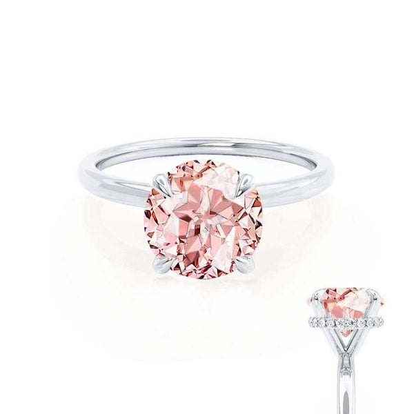 PARIS - Chatham® Round Champagne Sapphire & Diamond 950 Platinum Petite Hidden Halo