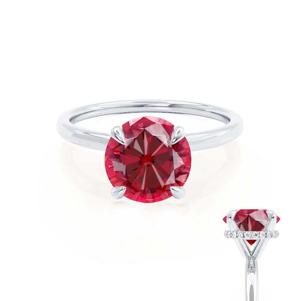 PARIS - Chatham® Round Ruby & Diamond 950 Platinum Petite Hidden Halo