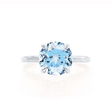 PARIS - Chatham® Round Aqua Spinel & Diamond 18k White Gold Petite Hidden Halo