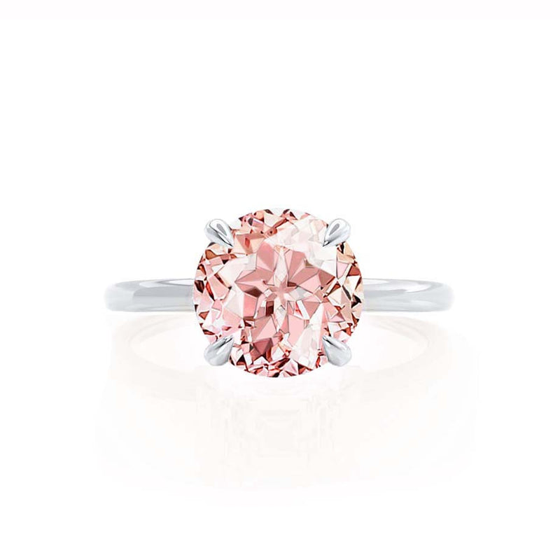 PARIS - Chatham® Round Champagne Sapphire & Diamond 18k White Gold Petite Hidden Halo