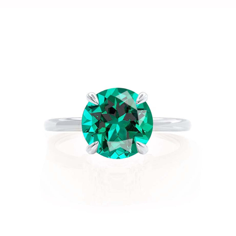 PARIS - Chatham® Round Emerald & Diamond 18k White Gold Petite Hidden Halo