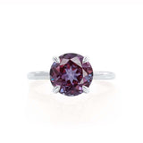 PARIS - Chatham® Round Alexandrite & Diamond 18k White Gold Petite Hidden Halo
