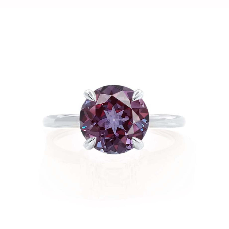 PARIS - Chatham® Round Alexandrite & Diamond 18k White Gold Petite Hidden Halo