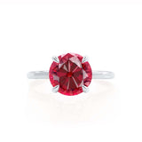 PARIS - Chatham® Round Ruby & Diamond 18k White Gold Petite Hidden Halo