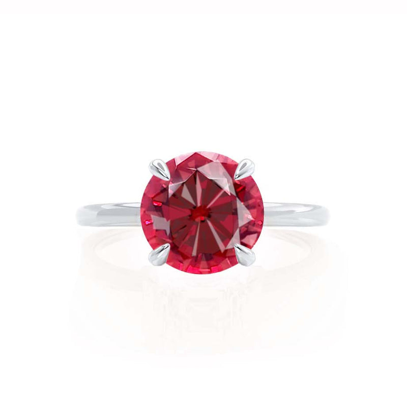 PARIS - Chatham® Round Ruby & Diamond 18k White Gold Petite Hidden Halo