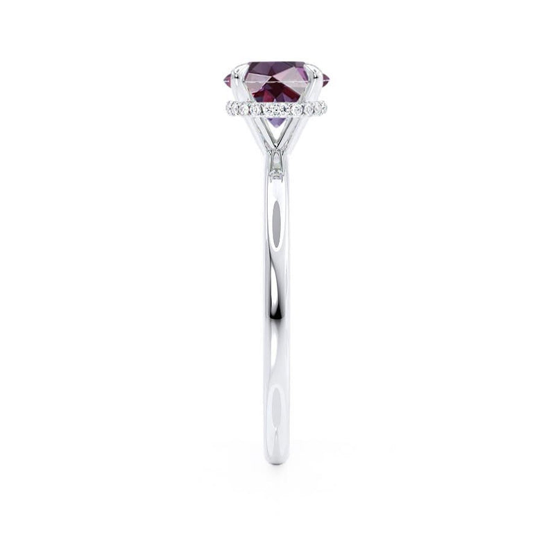 PARIS - Chatham® Round Alexandrite & Diamond 18k White Gold Petite Hidden Halo