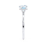 PARIS - Chatham® Round Aqua Spinel & Diamond 18k White Gold Petite Hidden Halo