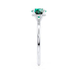 PARIS - Chatham® Round Emerald & Diamond 18k White Gold Petite Hidden Halo