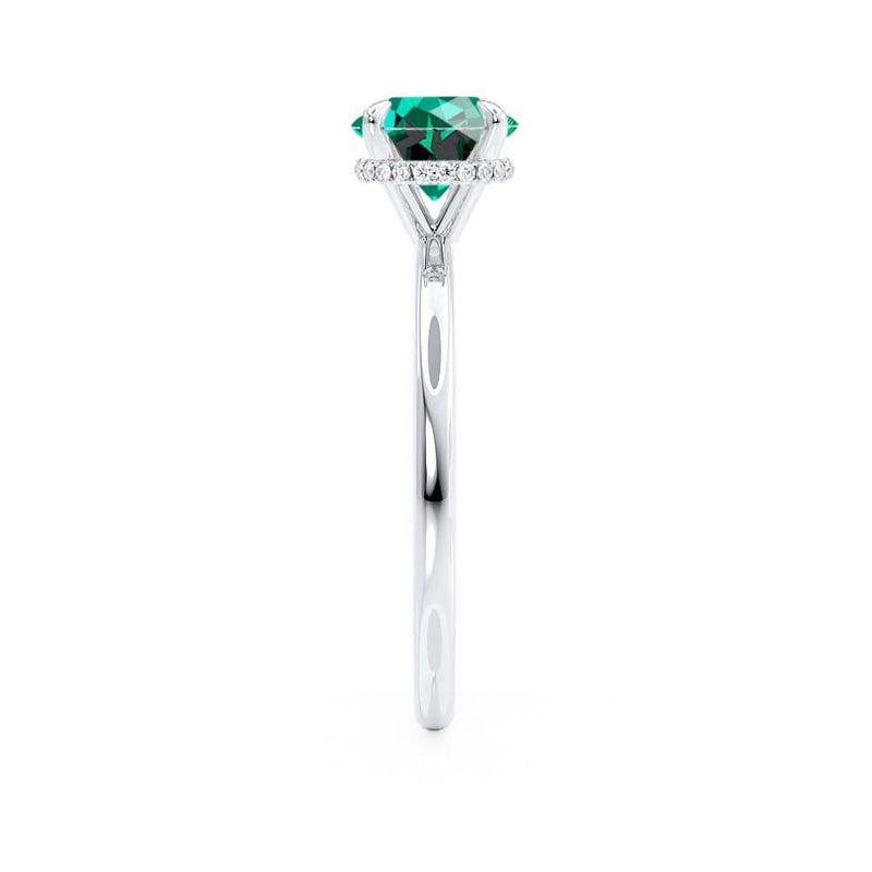 PARIS - Chatham® Round Emerald & Diamond 18k White Gold Petite Hidden Halo