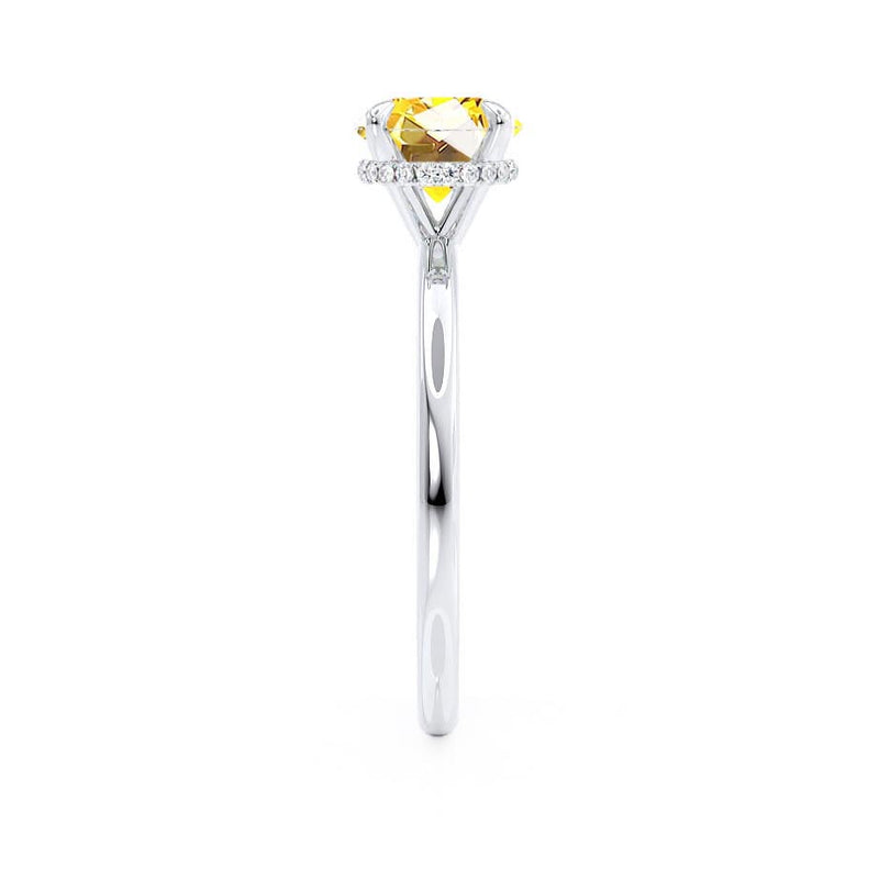 PARIS - Chatham® Round Yellow Sapphire & Diamond 18k White Gold Petite Hidden Halo