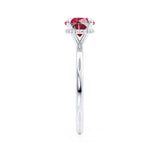 PARIS - Chatham® Round Ruby & Diamond 18k White Gold Petite Hidden Halo