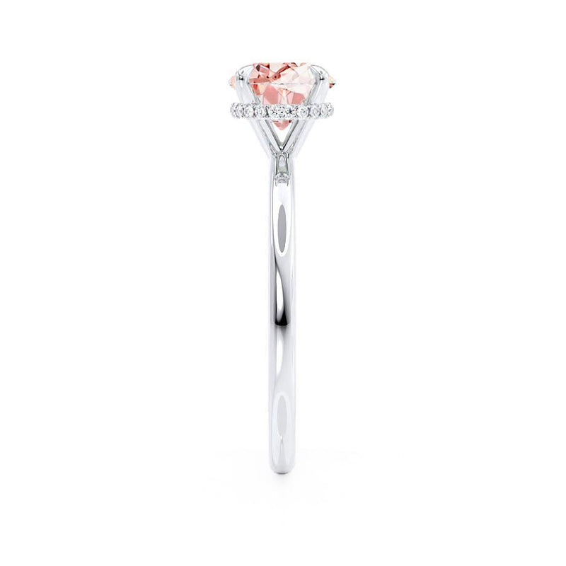 PARIS - Chatham® Round Champagne Sapphire & Diamond 18k White Gold Petite Hidden Halo