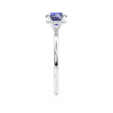 PARIS - Chatham® Round Blue Sapphire & Diamond 950 Platinum Petite Hidden Halo