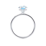 PARIS - Chatham® Round Aqua Spinel & Diamond 18k White Gold Petite Hidden Halo