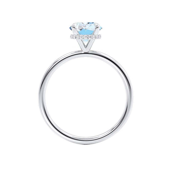 PARIS - Chatham® Round Aqua Spinel & Diamond 950 Platinum Petite Hidden Halo