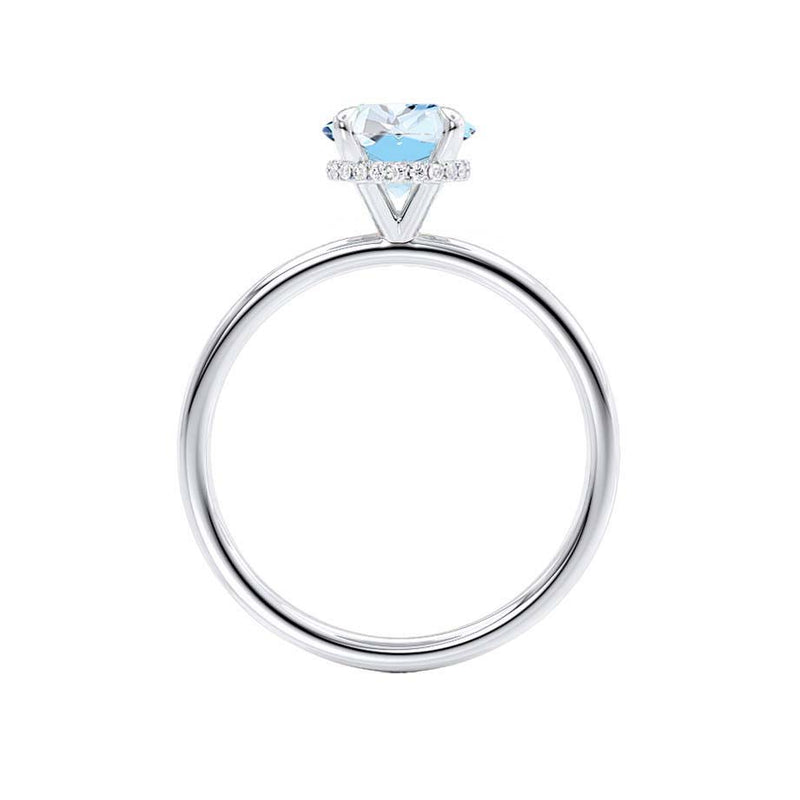 PARIS - Chatham® Round Aqua Spinel & Diamond 18k White Gold Petite Hidden Halo