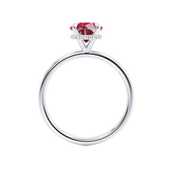 PARIS - Chatham® Round Ruby & Diamond 950 Platinum Petite Hidden Halo