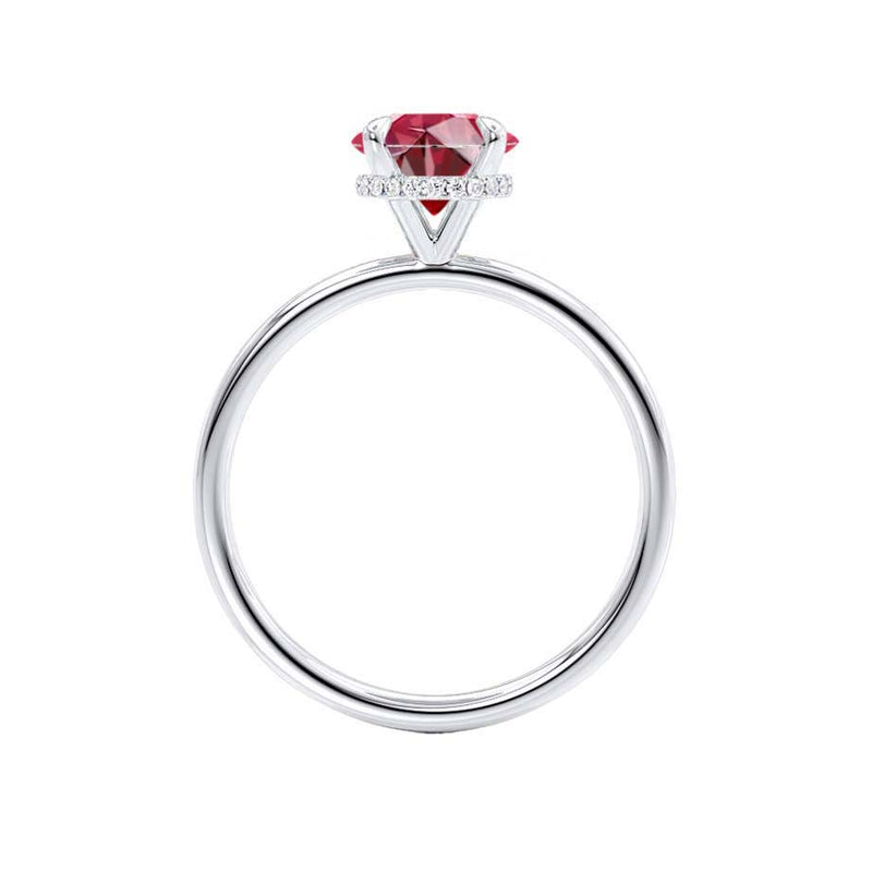 PARIS - Chatham® Round Ruby & Diamond 18k White Gold Petite Hidden Halo