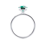 PARIS - Chatham® Round Emerald & Diamond 18k White Gold Petite Hidden Halo