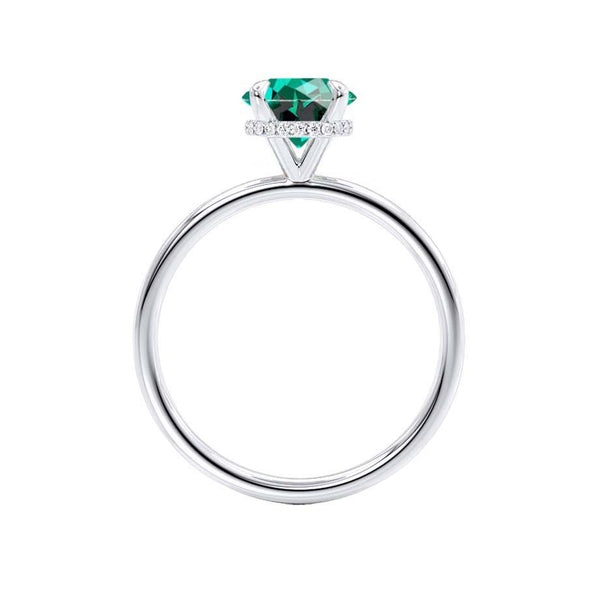 PARIS - Chatham® Round Emerald & Diamond 950 Platinum Petite Hidden Halo