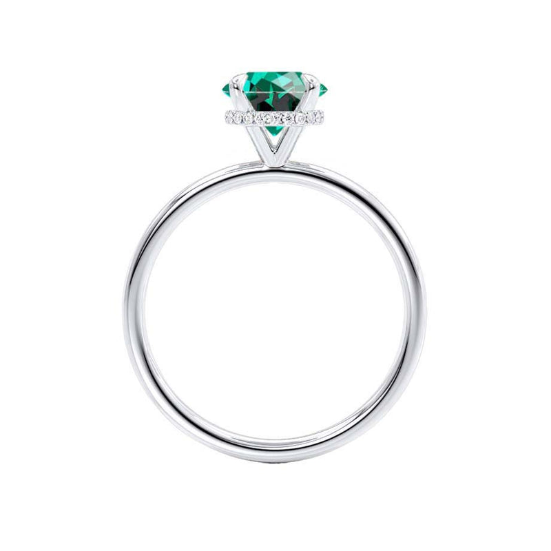 PARIS - Chatham® Round Emerald & Diamond 18k White Gold Petite Hidden Halo