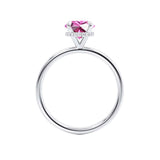 PARIS - Chatham® Round Pink Sapphire & Diamond 950 Platinum Petite Hidden Halo
