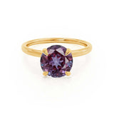 PARIS - Chatham® Round Alexandrite & Diamond 18k Yellow Gold Petite Hidden Halo