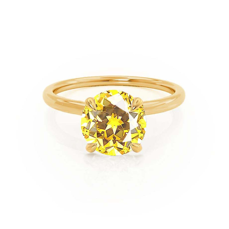 PARIS - Chatham® Round Yellow Sapphire & Diamond 18k Yellow Gold Petite Hidden Halo