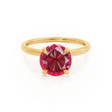 PARIS - Chatham® Round Ruby & Diamond 18k Yellow Gold Petite Hidden Halo