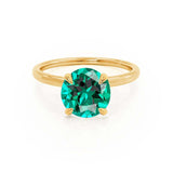 PARIS - Chatham® Round Emerald & Diamond 18k Yellow Gold Petite Hidden Halo