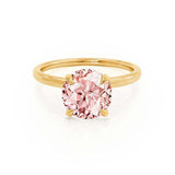 PARIS - Chatham® Round Champagne Sapphire & Diamond 18k Yellow Gold Petite Hidden Halo