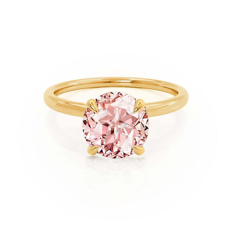 PARIS - Chatham® Round Champagne Sapphire & Diamond 18k Yellow Gold Petite Hidden Halo