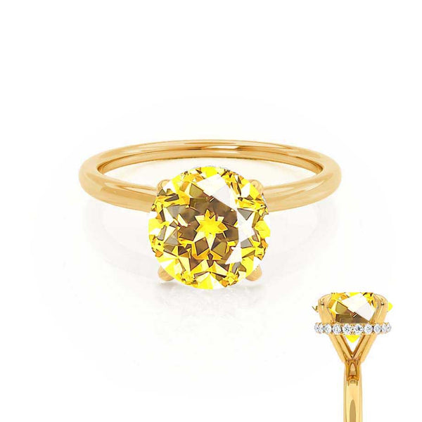 PARIS - Chatham® Round Yellow Sapphire & Diamond 18k Yellow Gold Petite Hidden Halo