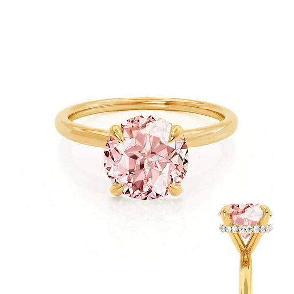 PARIS - Chatham® Round Champagne Sapphire & Diamond 18k Yellow Gold Petite Hidden Halo