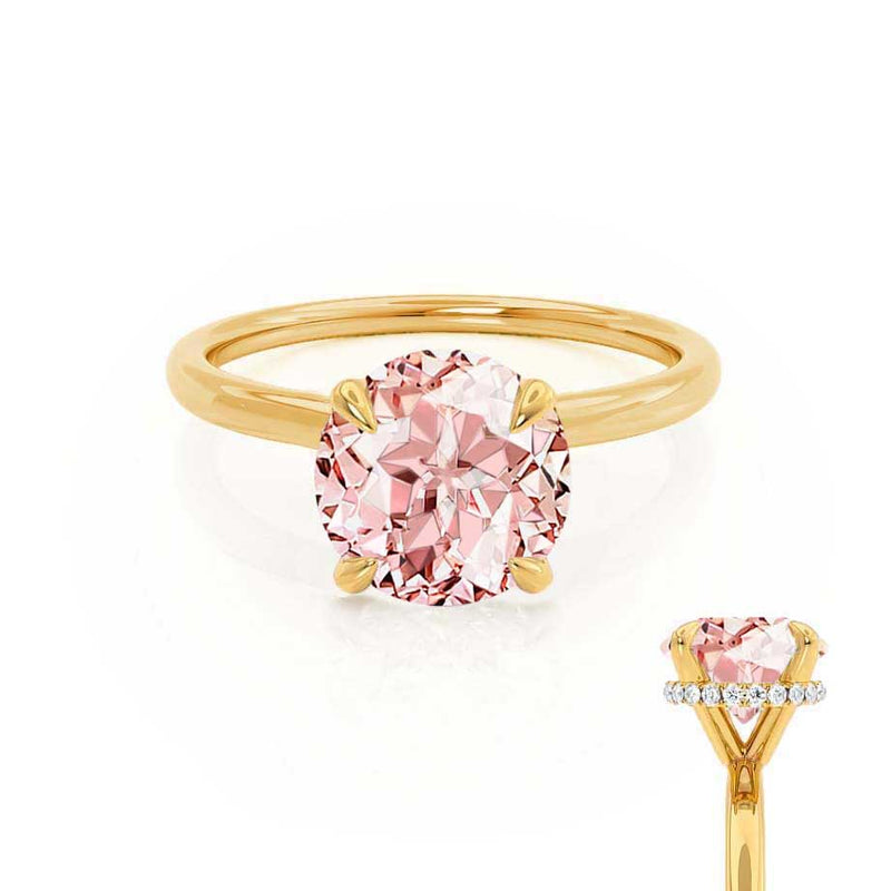 PARIS - Chatham® Round Champagne Sapphire & Diamond 18k Yellow Gold Petite Hidden Halo