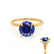 PARIS - Round Blue Sapphire & Diamond 18k Yellow Gold Petite Hidden Halo