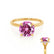 PARIS - Round Pink Sapphire & Diamond 18k Yellow Gold Petite Hidden Halo