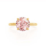 PARIS - Chatham® Round Champagne Sapphire & Diamond 18k Yellow Gold Petite Hidden Halo